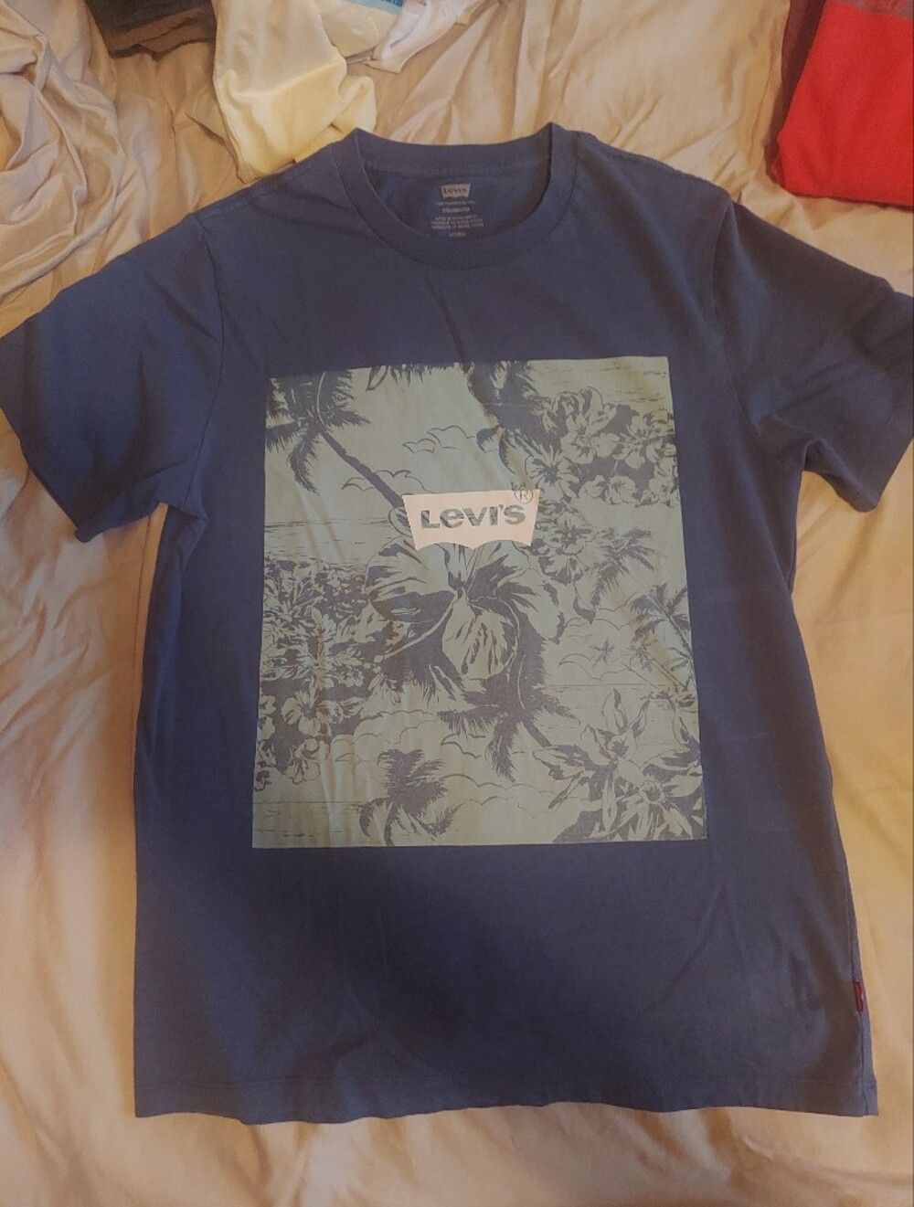 Levi's Navy T-Shirt with Teal Tropical Print